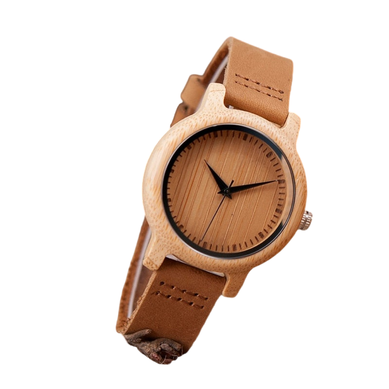 Women Casual Quartz Natural Bamboo Wristwatch