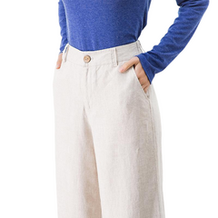Women Cotton Linen Wide Leg High Waist Pants