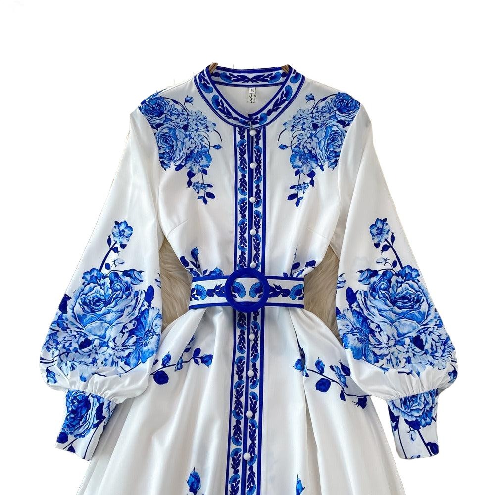 Women Casual Printed Single Breasted Dress