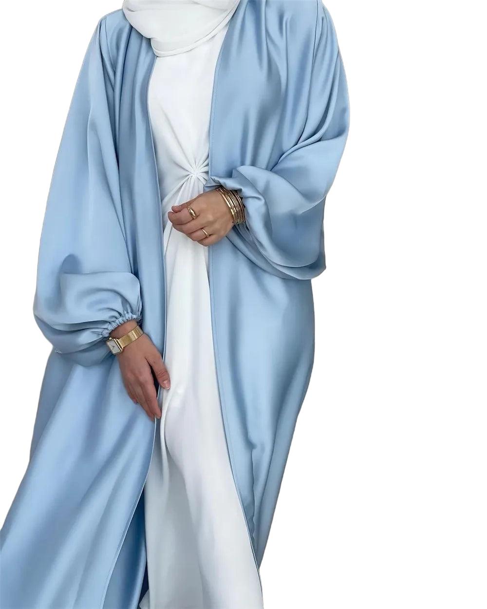 Women Abaya Arab Puff Sleeves Lace-up Jilbab Abayas