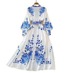 Women Casual Printed Single Breasted Dress