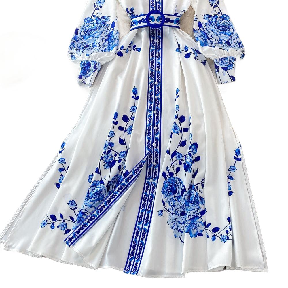 Women Casual Printed Single Breasted Dress