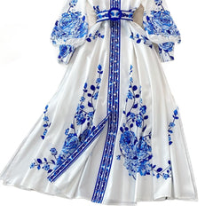 Women Casual Printed Single Breasted Dress